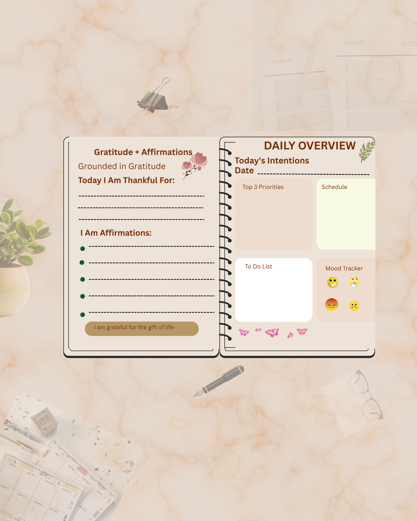 Rooted Daily Flow Planner – Minimalist Planner in Earthy Tones